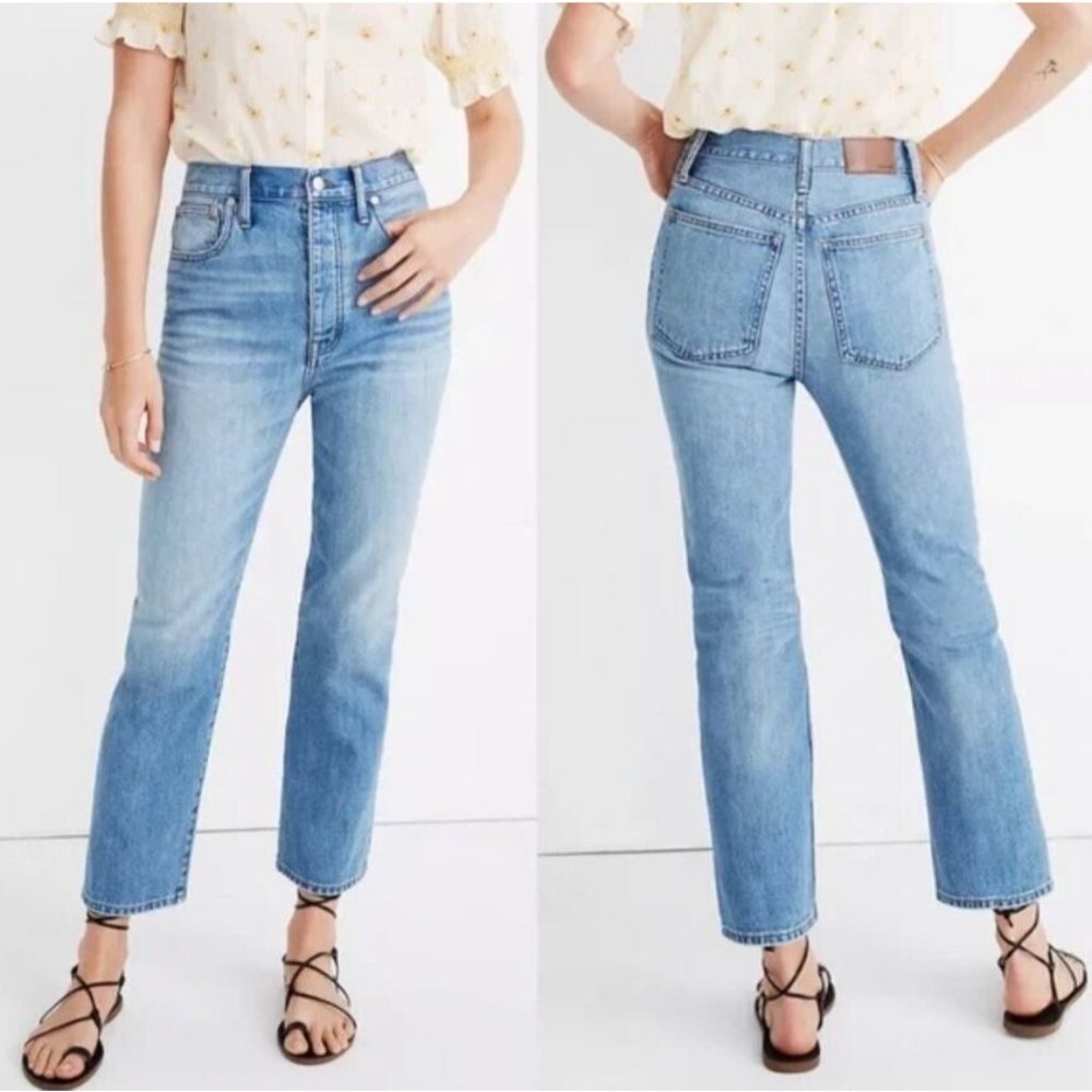 Madewell 26 Slim Demi-Boot Banter Wash Button Fly Crop Jeans Act W 28.5 x I 27.5